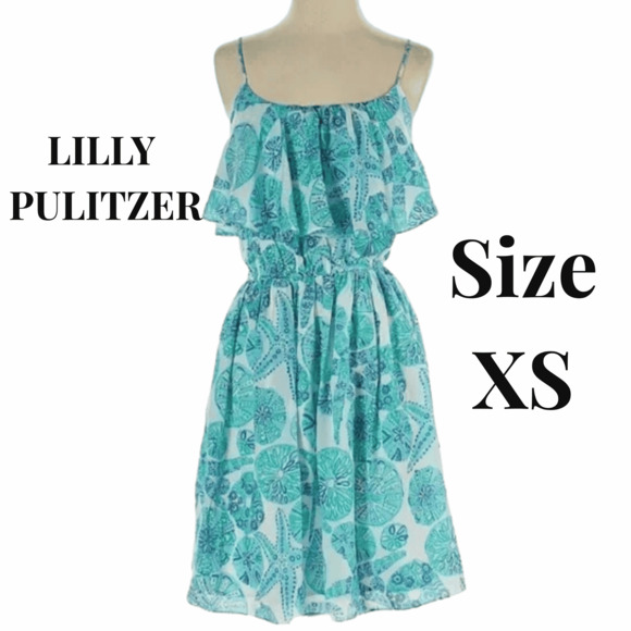 LILLY PULITZER  Women's Size XS Sea Urchin For You Sun Dress Blue White - Picture 1 of 8
